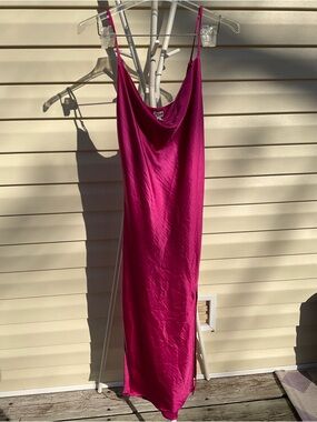 Cowl satin J for Justify Fuchsia Pink Slip Maxi Dress 18” by 43”